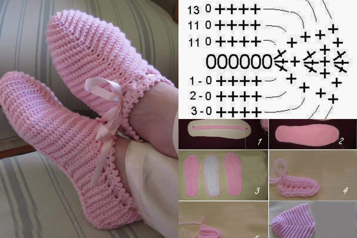 Chaussons Douillets au Crochet avec Ruban