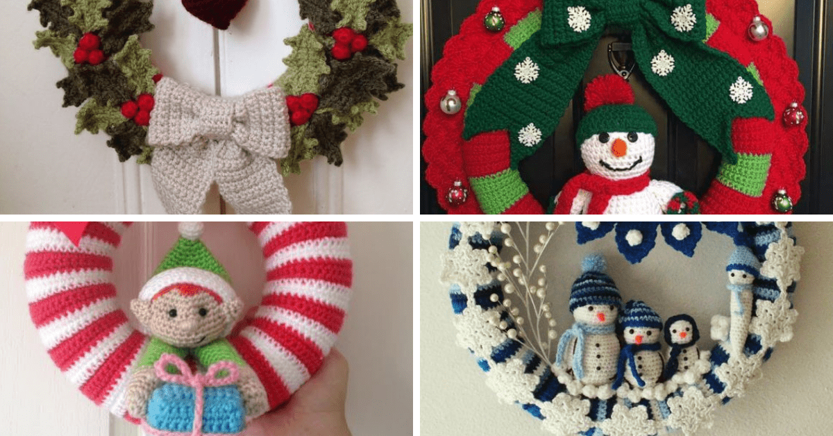 Couronne De Noël Au Crochet  Noël crochet, Éléments de noël au crochet, Couronne  noel