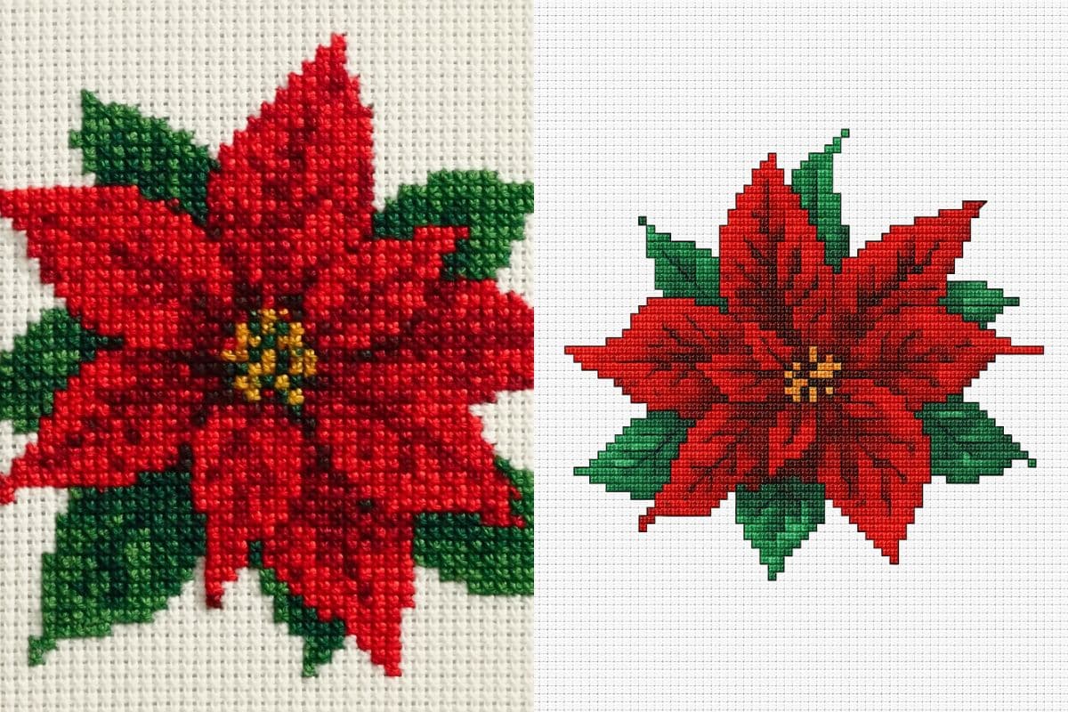 Fleur de Noel au point de croix 6