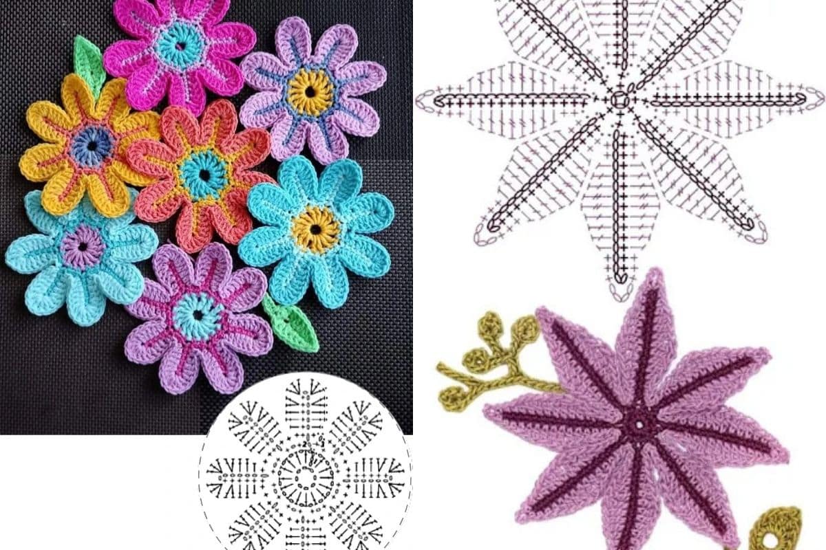 Fleurs au Crochet avec des Diagrammes