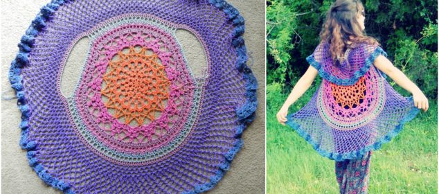 Lotus Mandala Circulaire Veste au Crochet