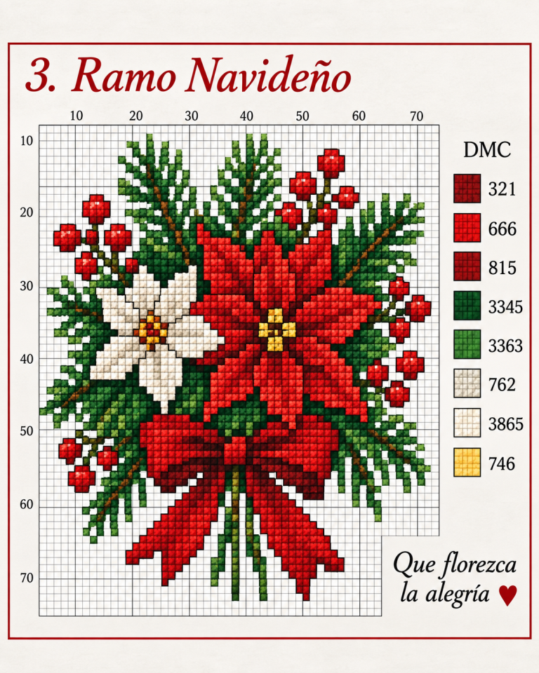 Modeles de point de croix avec des fleurs de Noel 4