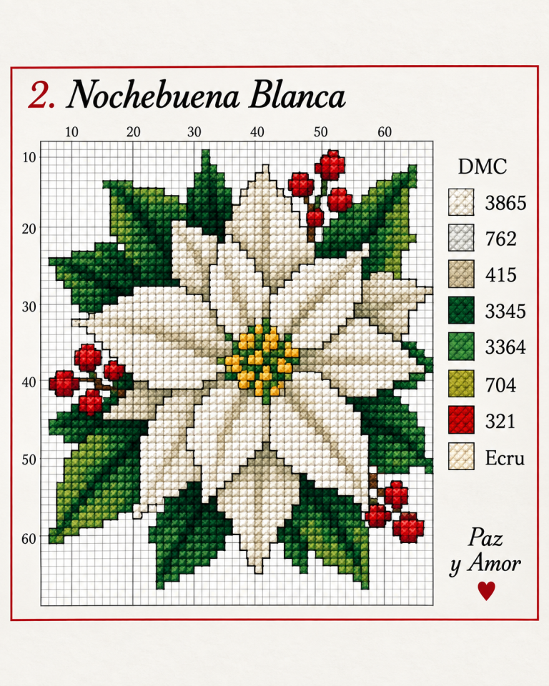 Modeles de point de croix avec des fleurs de Noel 5
