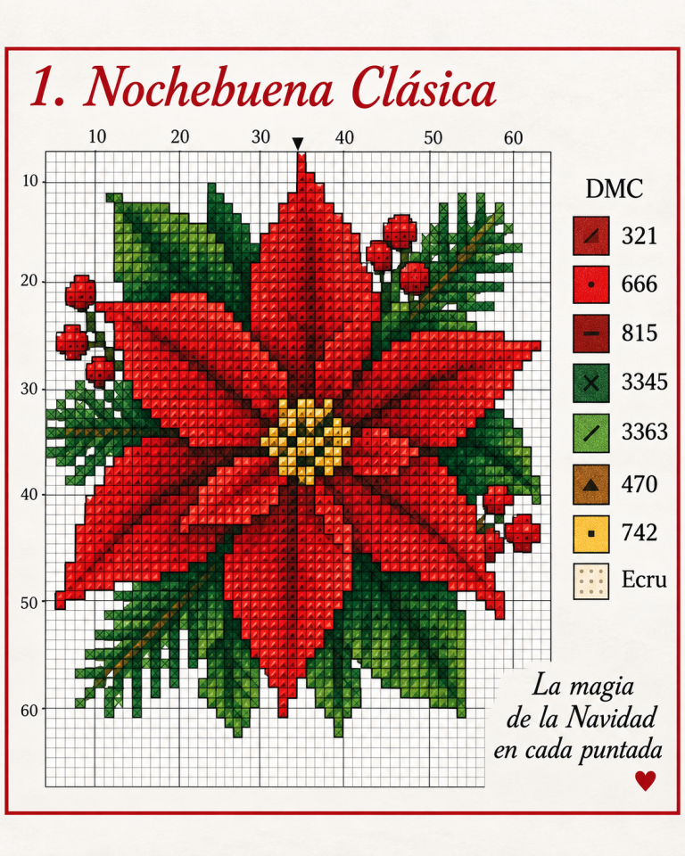 Modeles de point de croix avec des fleurs de Noel 6