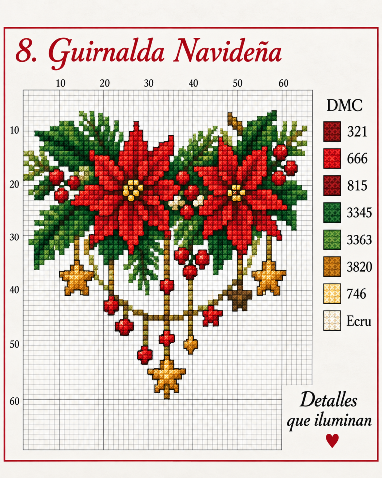 Modeles de point de croix avec des fleurs de Noel 7