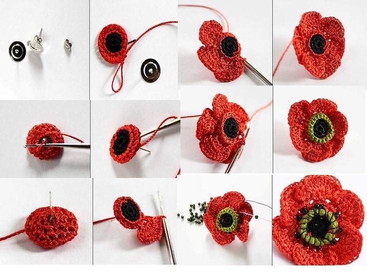 accessoires de coquelicot au crochet 4