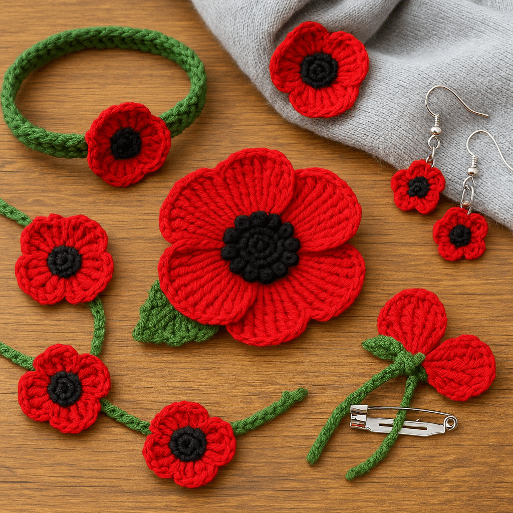 accessoires de coquelicot au crochet 5
