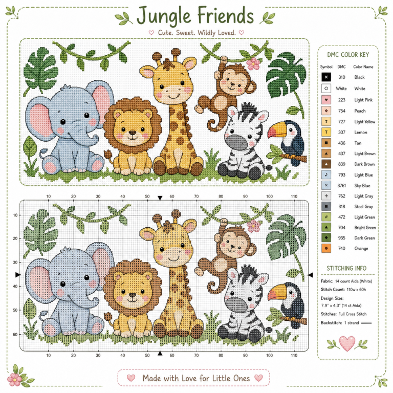 animaux de la jungle en point de croix 5