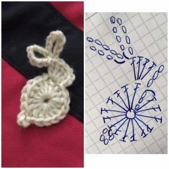 appliques de lapin au crochet