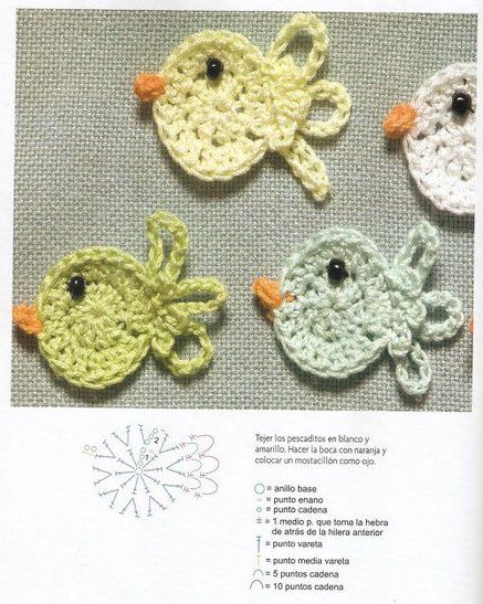 appliques oiseaux au crochet 7