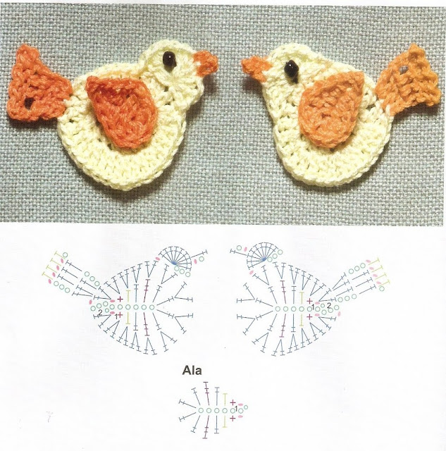 appliques oiseaux au crochet 8