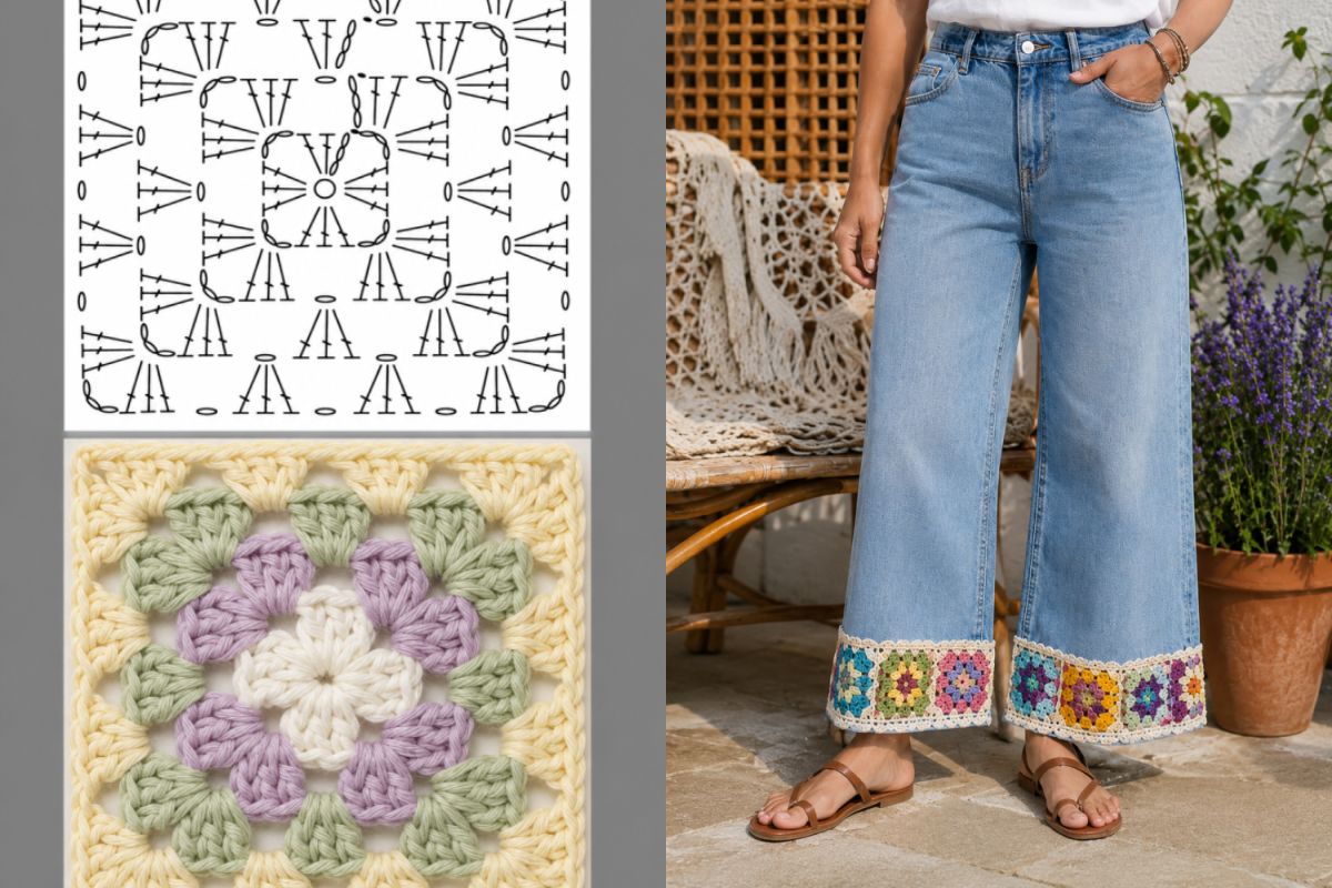 appliquez des carres au crochet sur vos vetements pour un style unique