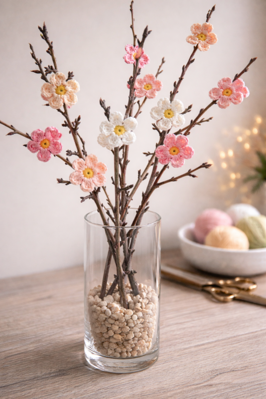 arbre printanier aux fleurs au crochet creation diy 1