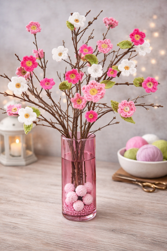 arbre printanier aux fleurs au crochet creation diy 2