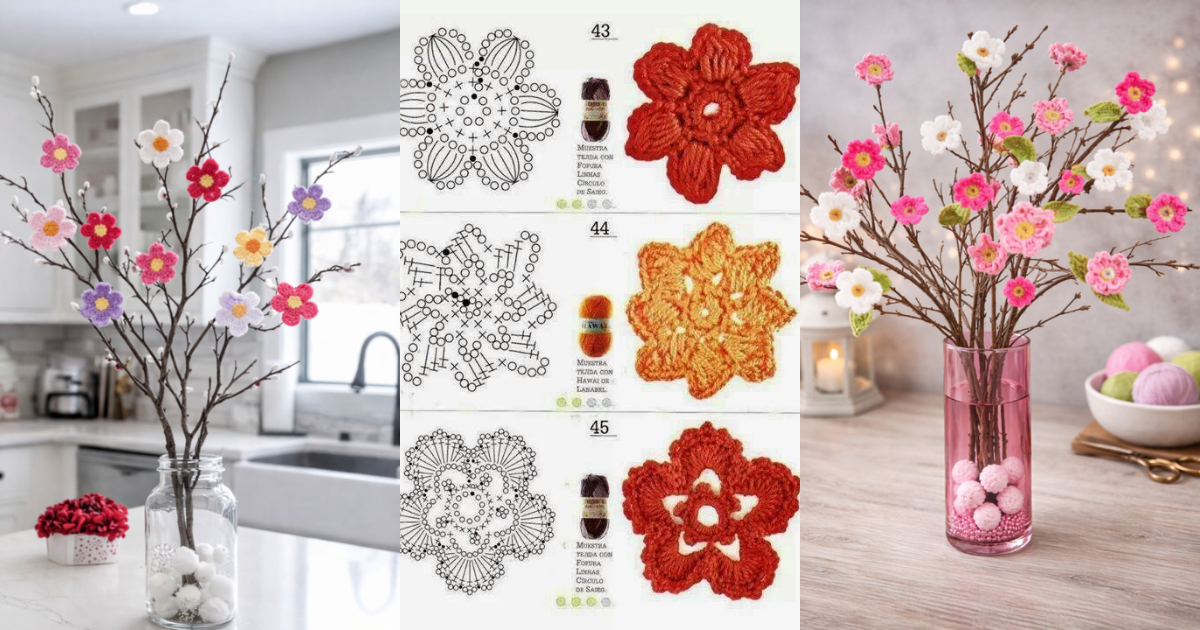 arbre printanier aux fleurs au crochet creation diy
