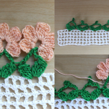 Bordure de fleurs au crochet- Módele et tutoriel