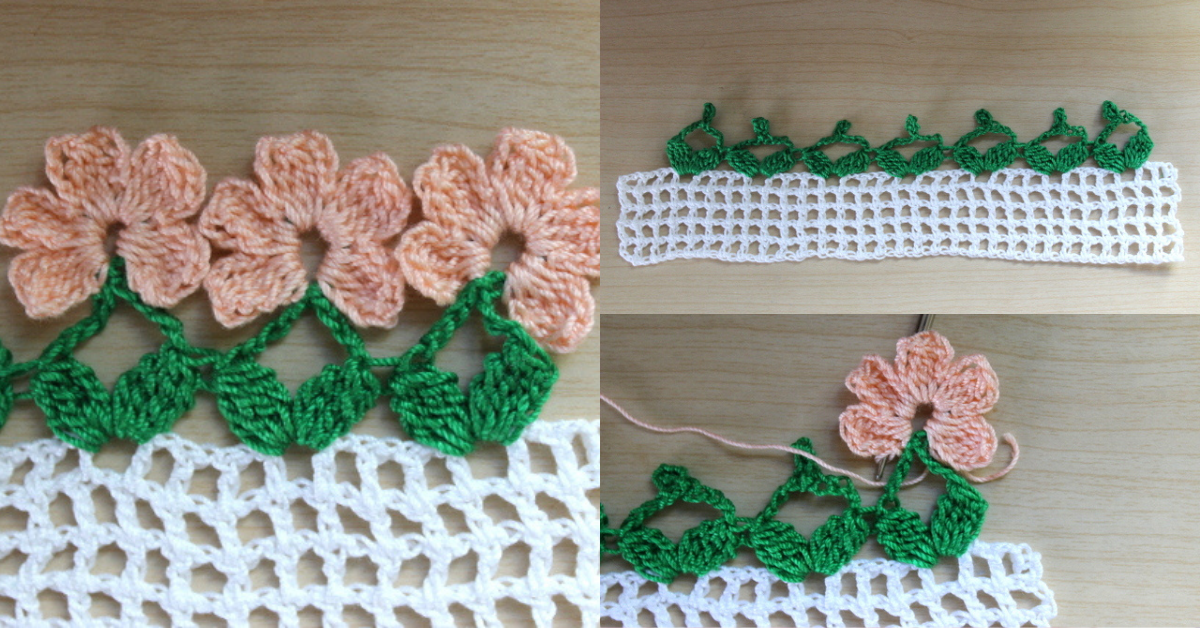 bordure de fleurs au crochet tutoriel