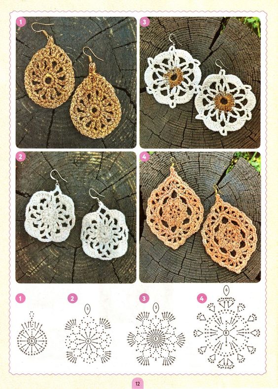 boucles oreilles au crochet vintage 2