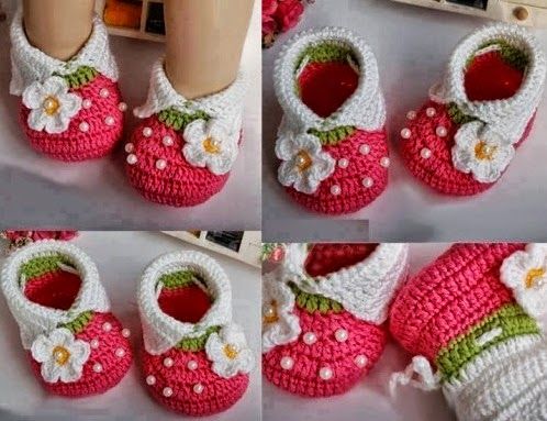 chaussons fraises bebe crochet 4