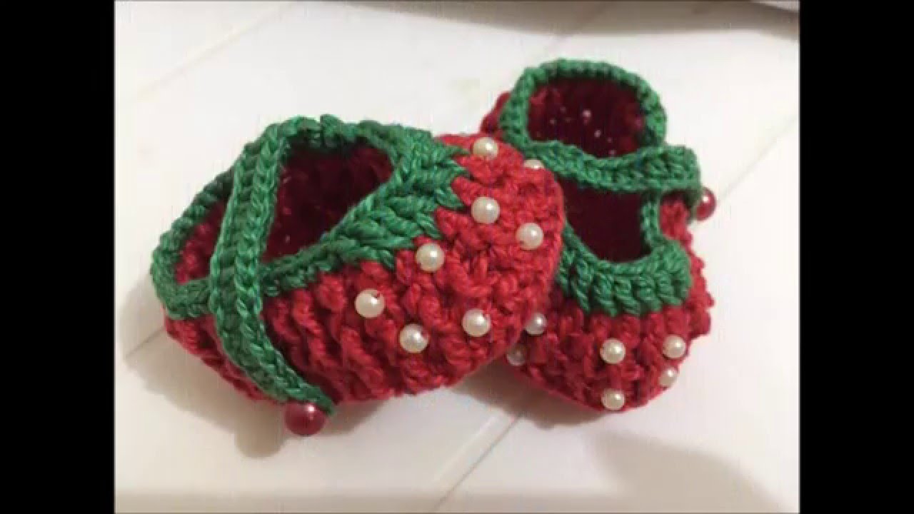 chaussons fraises bebe crochet 6