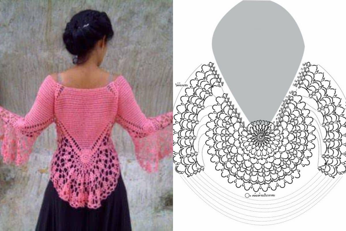 chemisier au crochet a manches larges