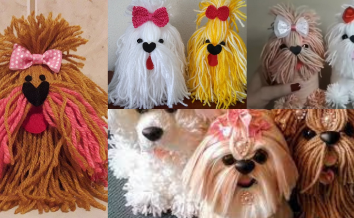 Chiens en laine étape par étape