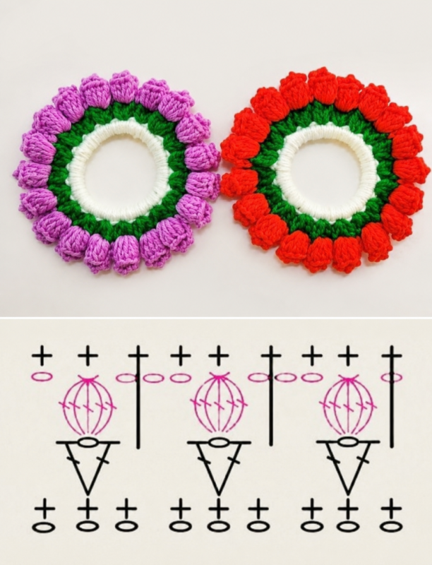 chouchous au crochet a motif de lys fleuris 3