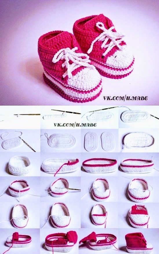 comment crocheter des bottes pour bebe inspirees de nike 4