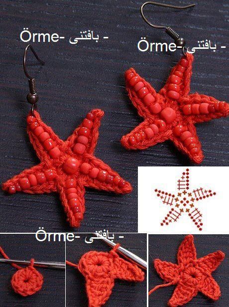 comment crocheter des boucles oreilles en forme etoile de mer