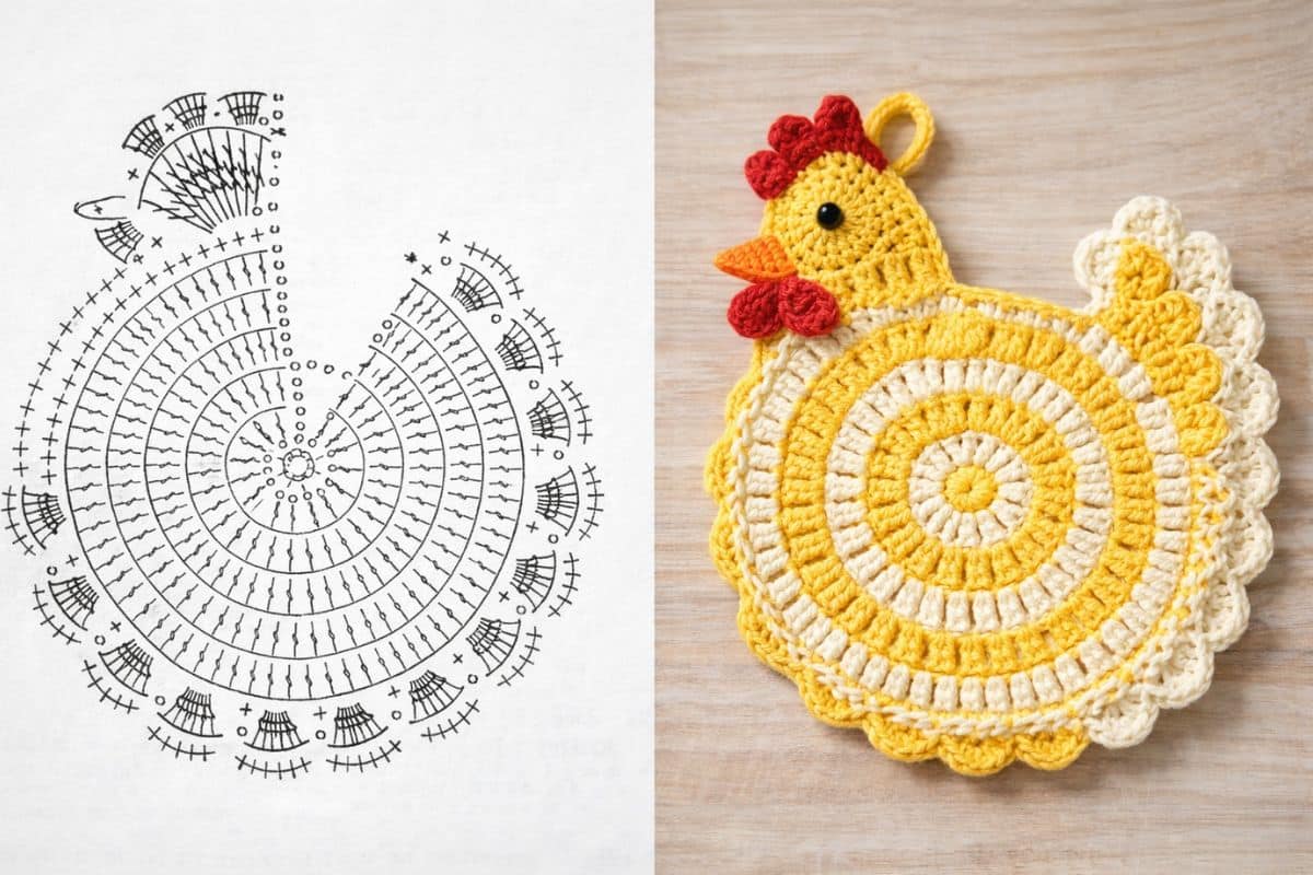 comment crocheter un dessous de plat en forme de poulet 1