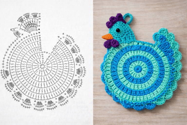 comment crocheter un dessous de plat en forme de poulet 4