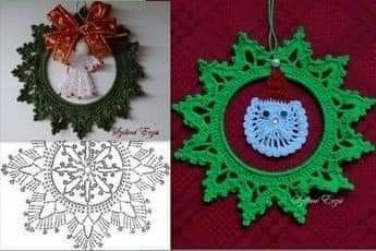 couronne de noel au crochet avec accessoires 1