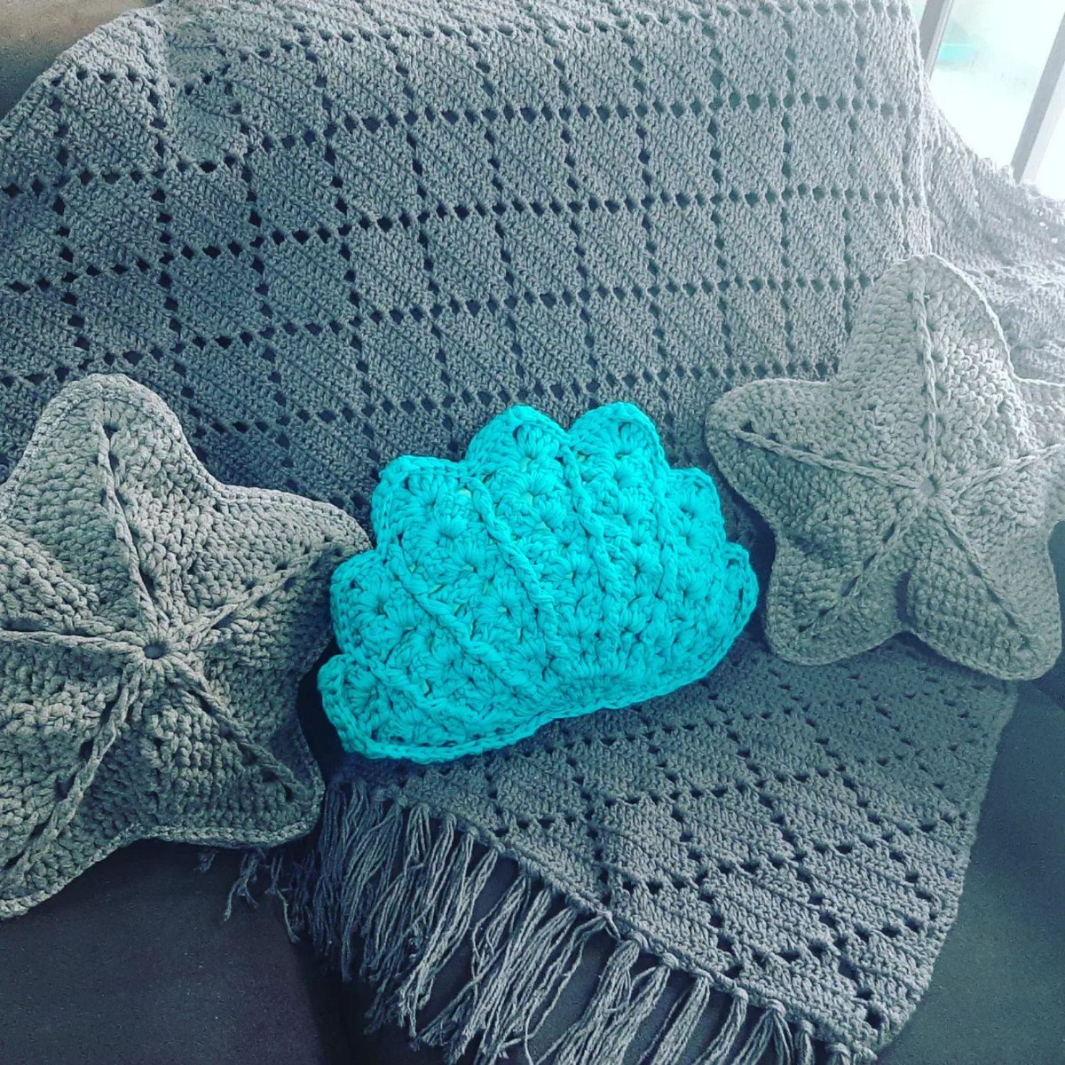coussin coquillage crochet 5