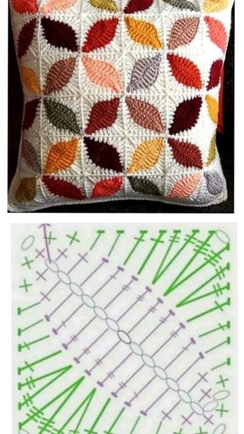 coussins realises avec des carres au crochet