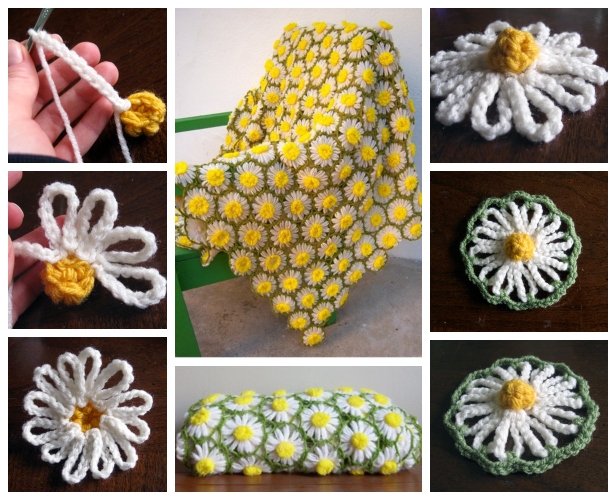 couverture de fleurs de marguerite au crochet 1