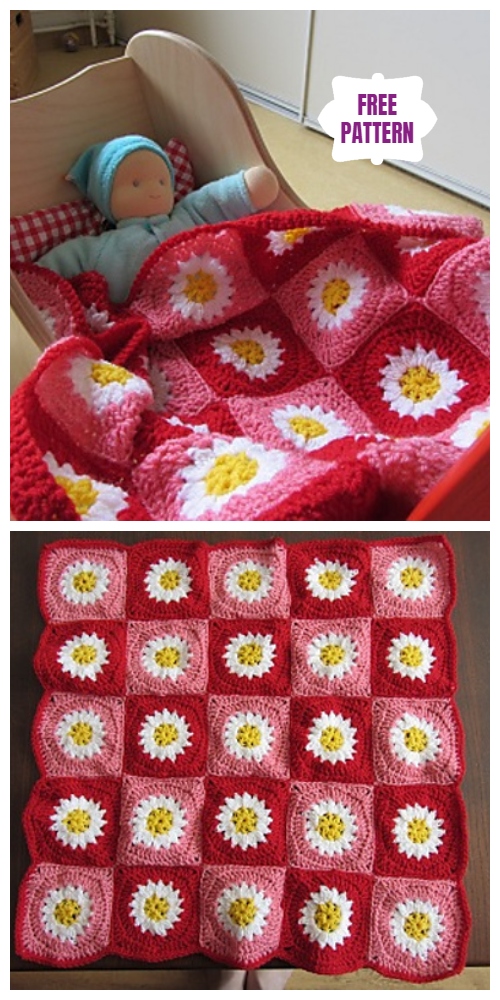 couverture de fleurs de marguerite au crochet 3