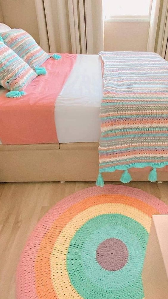 Couverture pied de lit au crochet