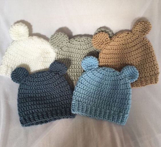 crocheter un chapeau de bebe ours 3