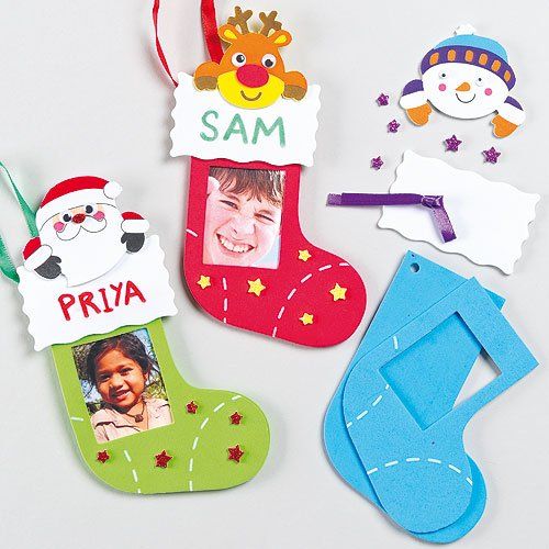 Kit Déco Bas De Noël Pour Enfants | Lot De 8 Kits En Mousse Autocollante | Activité DIY | Hauteur 14,5 Cm | Baker Ross
