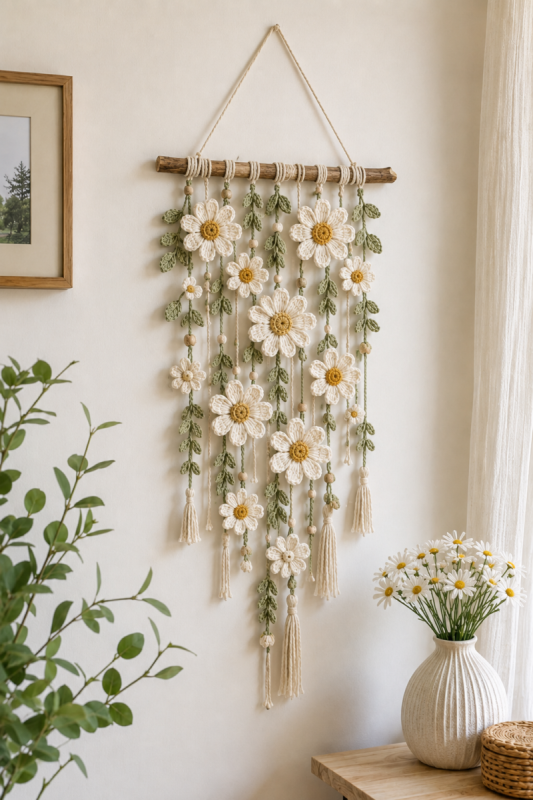 decoration murale florale au crochet pour un interieur chic 1