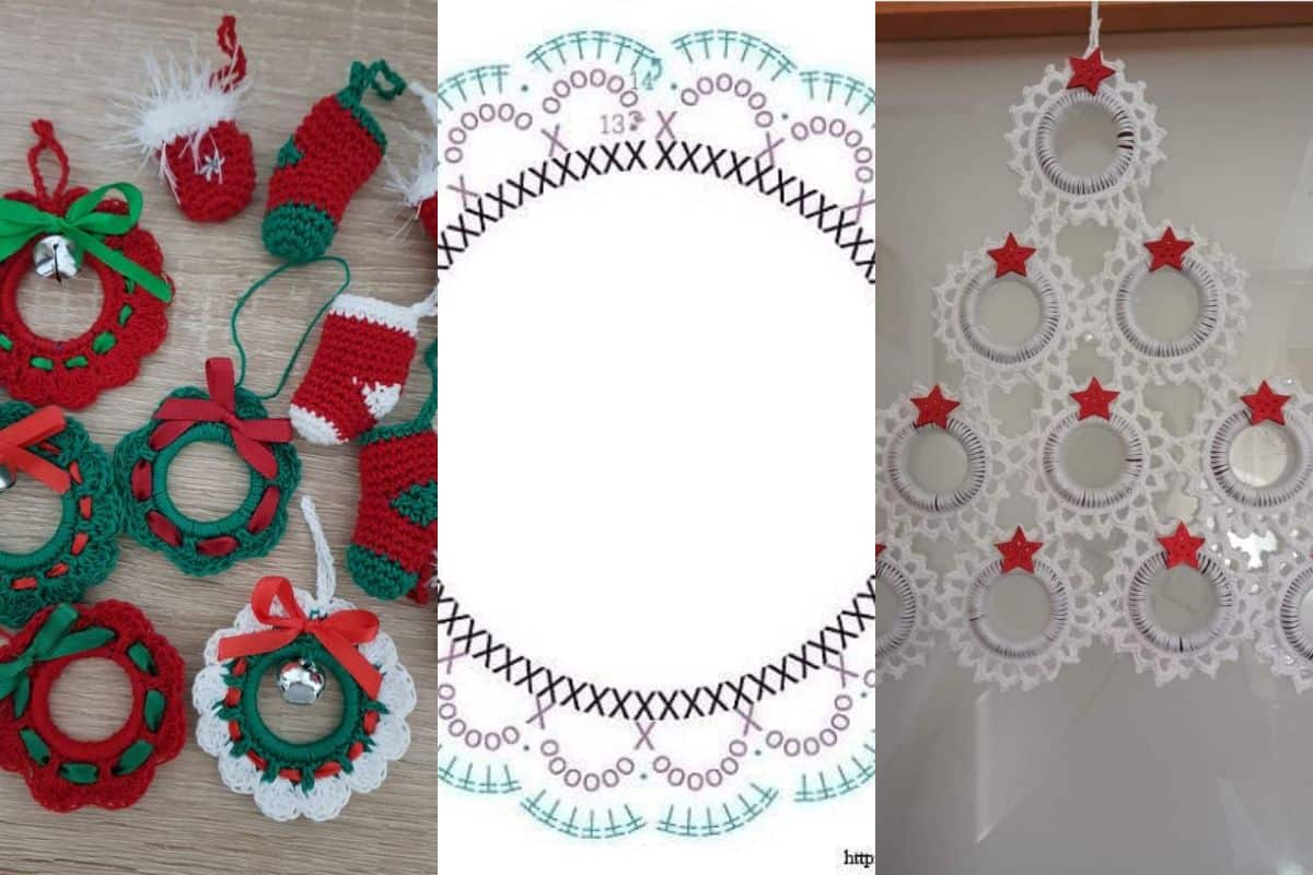 decorations de noel au crochet avec anneaux de rideau 10