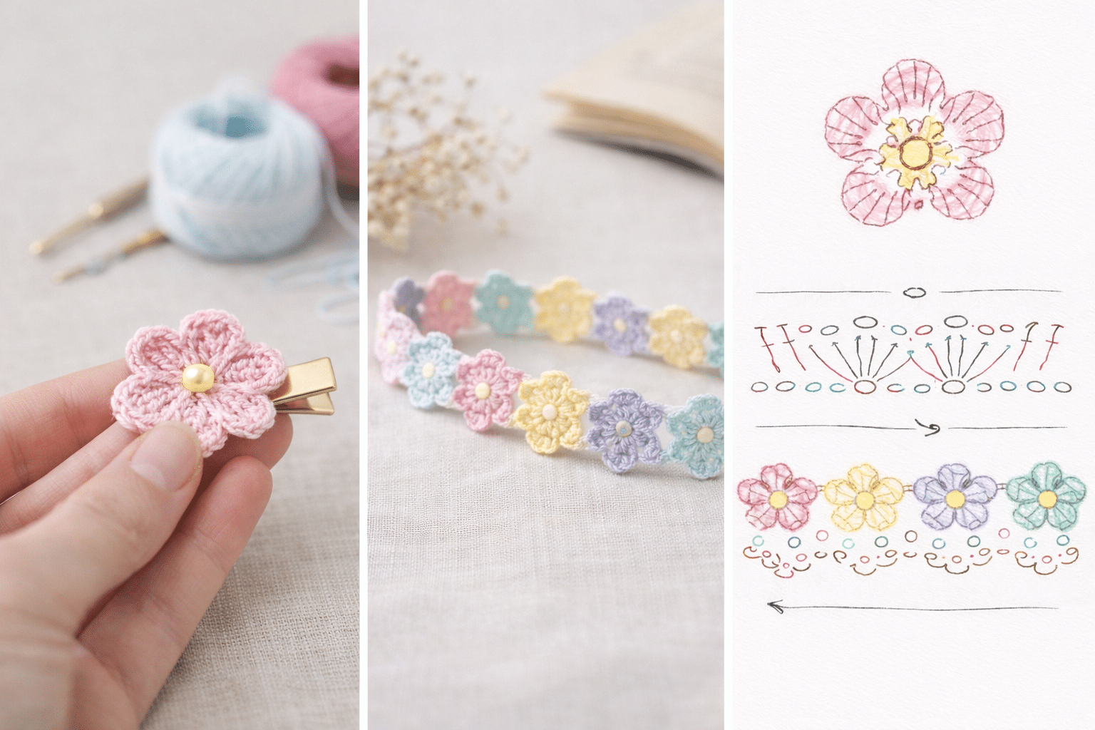 dees de jolis accessoires pour cheveux au crochet 2