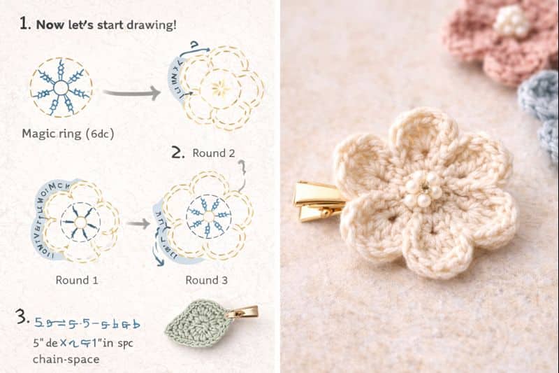 dees de jolis accessoires pour cheveux au crochet