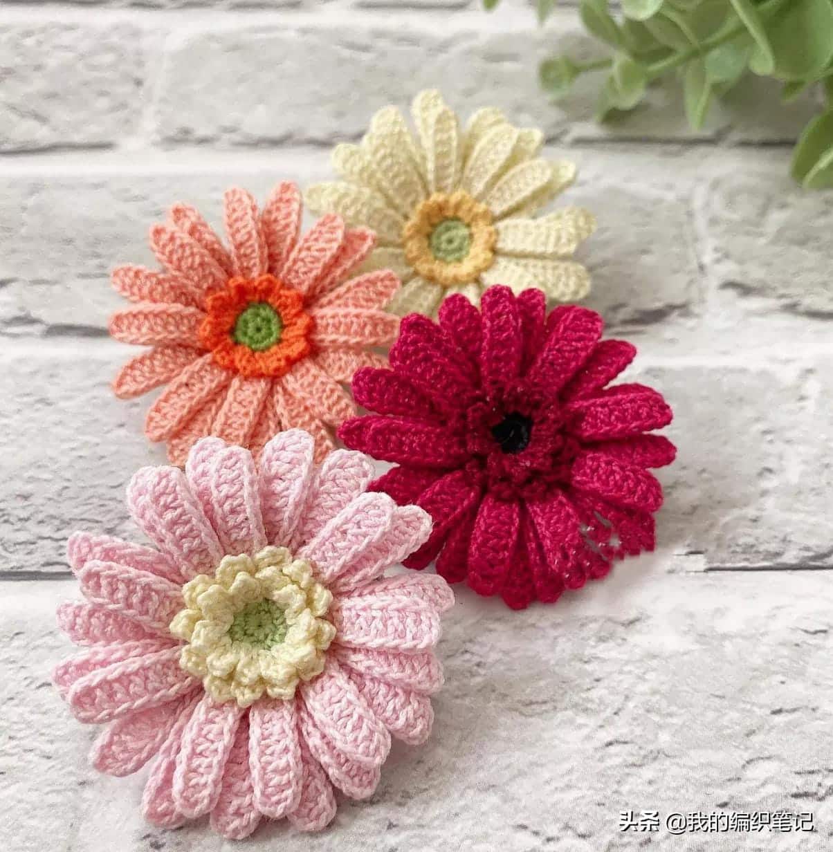 diagramme au crochet de fleurs de gerbera tuto facile 5