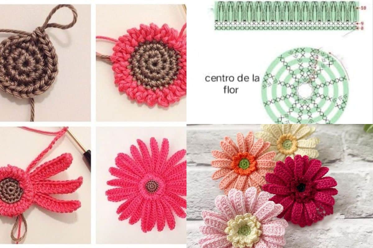 diagramme au crochet de fleurs de gerbera tuto facile 9