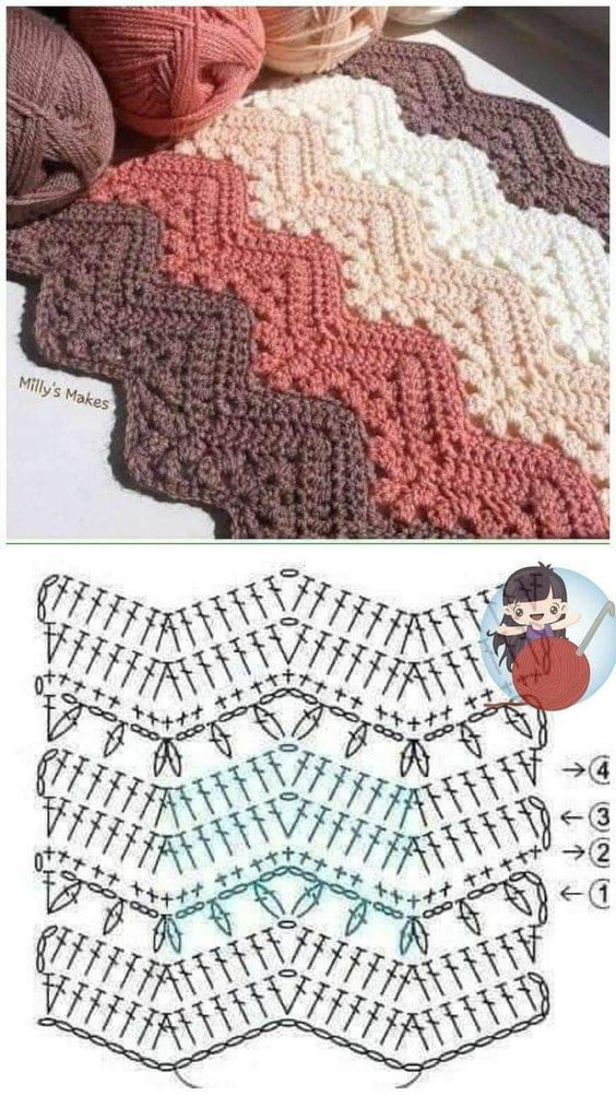 diagramme motif chevron crochet 7