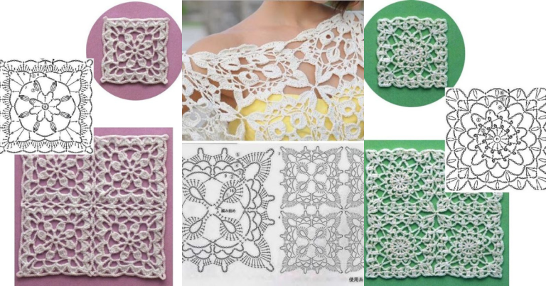 15+ Diagrammes carrés au crochet en dentelle