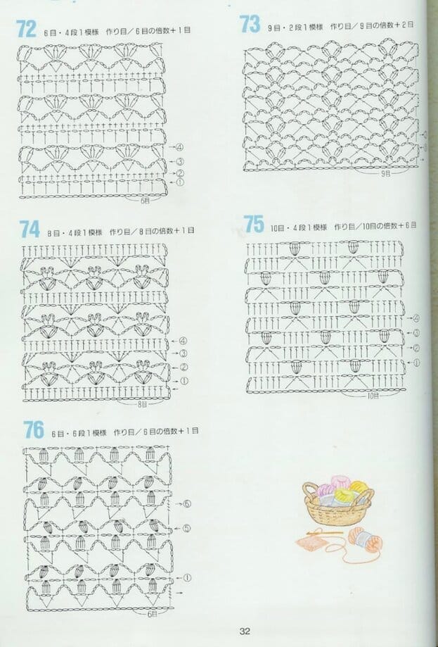 diagrammes de dizaines de points au crochet 6
