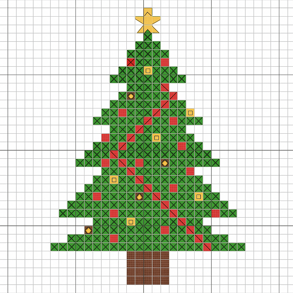 diagrammes de sapin de noel au point de croix 3