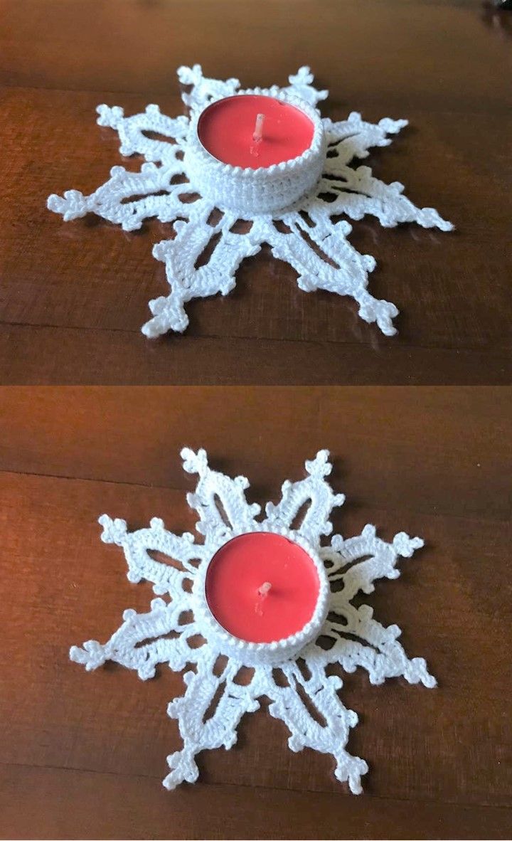 etoile de noel avec bougeoir en crochet 3